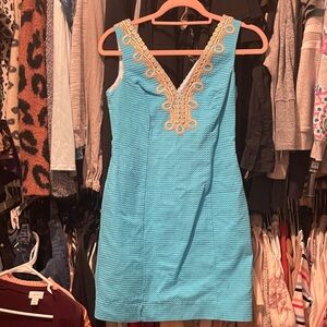 Lilly Pulitzer Turquoise Dress with Gold Detailing